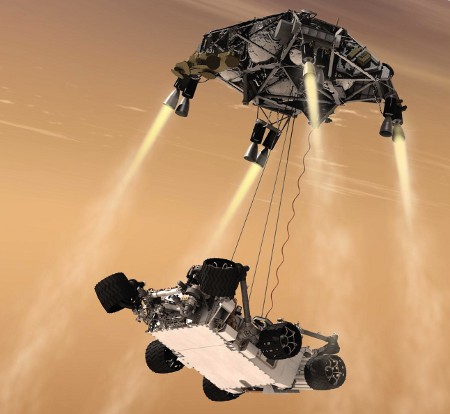 NASA’s Mars Science Laboratory: Curiosity’s sky crane maneuver (image copyright 2011 NASA/JPL-Caltech)
